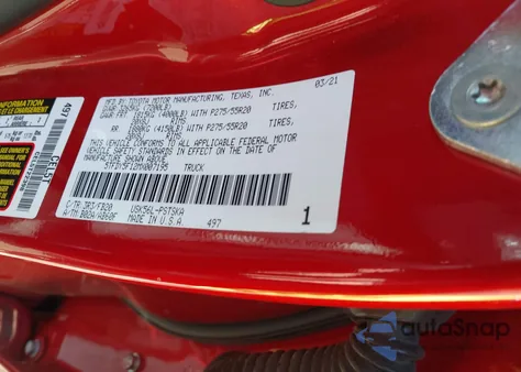 2021 Toyota Tundra Sr5 z USA, uszkodzony, nr VIN 5TFDY5F12MX007195